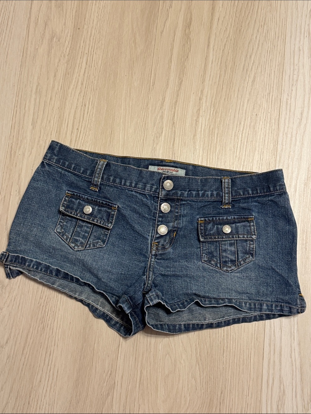 abercrombie kids 16 denim shorts VINTAGE BLUE JEANS button fly